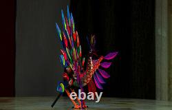 Peacock (pavoreal) Alebrije wood craved sculpture handmade from Oaxaca Mexico