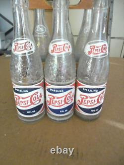 Pepsi Bouble Dot Wood 6 Pack Holder With Bottles 1940's From Nc / Sc / Va / Mo