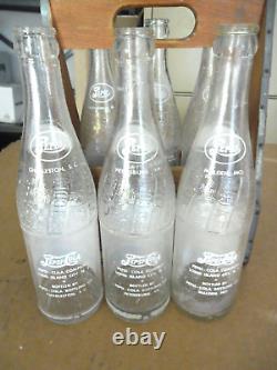 Pepsi Bouble Dot Wood 6 Pack Holder With Bottles 1940's From Nc / Sc / Va / Mo