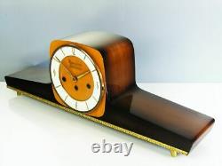 Perfect Later Art Deco Westminster Chiming Mantel Clock Hermle From 50 ´s