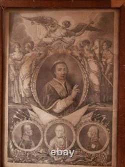 Pope Pius VII Antique Wood Framed Engraving Christianity, from Czechnia