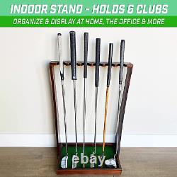 Premium Wooden Golf Putter Stand Indoor Display Rack? Brown Outdoor