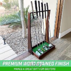 Premium Wooden Golf Putter Stand Indoor Display Rack? Brown Outdoor