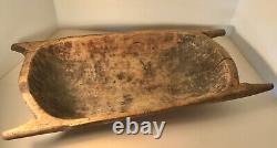Primitive Early American Carved Wooden Dough Bowl Trencher from New England