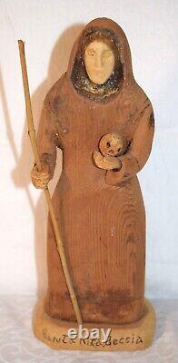 Primitive Hand Carved Wood Santa Rita De Cascio Santo From Santa Fe