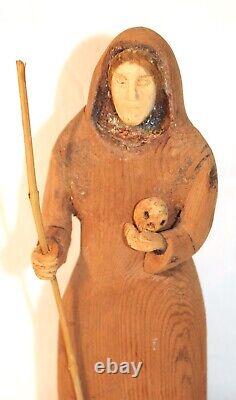 Primitive Hand Carved Wood Santa Rita De Cascio Santo From Santa Fe