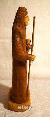 Primitive Hand Carved Wood Santa Rita De Cascio Santo From Santa Fe