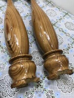 Primitive Pair Of Wood Carved Handmade Vase Art Decor From Valuable Roots #1