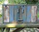 Primitive Rustic Hanging Cupboard Made From Reclaimed Barnwood Blue White Paint