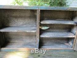 Primitive RUSTIC HANGING CUPBOARD made from Reclaimed Barnwood Blue White Paint