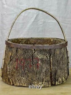 Primitive agricultural harvest basket made from cork for collecting mushrooms
