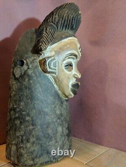 Punu Maiden Spirit Mask with Neck from Gabon Authentic Carved Wood African Art