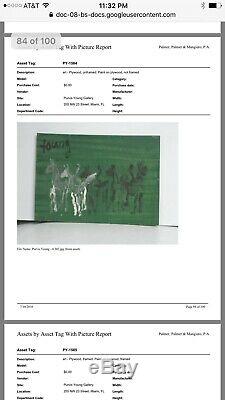 Purvis Young Original Green White Horses Signed From The Purvis Young Estate Coa