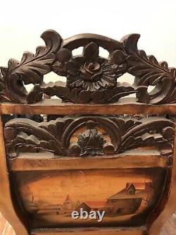 RARE Antique Black Forest Hand-Carved & Painted Wooden Sleigh/Sled from 1800s