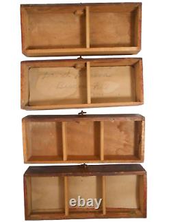 RARE EARLY 20TH C PRMTV SM 4-DRWR WDN BOX WithBRASS RING PULLS MD FROM CIGAR BOXES