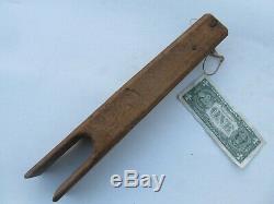 RARE Early Antique COLONIAL ROPE BED TIGHTENER, Hand Made From Wood, Hearth