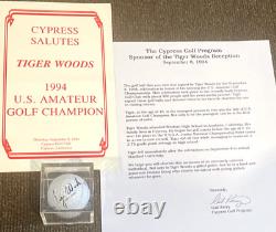 RARE Early Tiger Woods Signed Golf Ball Program/Letter From US Amateur G. Champ