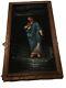 Rare! Original Art Of Jesus On Black Velvet. Wood Frame From Mexico 19 X 23