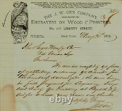 RARE! Wood Engraver J. W. Orr Hand Written Letter From 1876