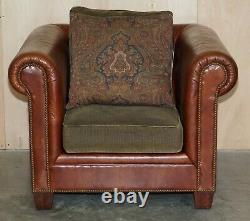 Ralph Lauren Sofa & Armchair Brown Leather Club Suite From New York Madison Ave