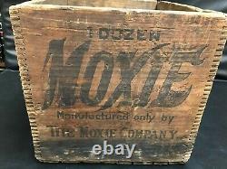 Rare Antique MOXIE Wood Box Crate for 12-26oz. Bottles from 1912 Dovetailed