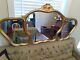 Rare Antique Old French Triple Mirrored Wall Hanging Gold Mirror From France
