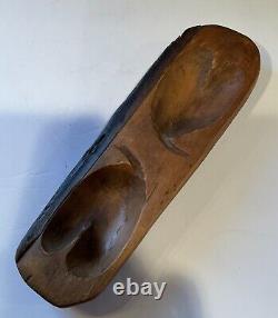 Rare C. 1880 Primitive Carved Double Bleeding Heart Maple Sugar Mold From Maine