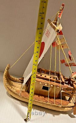 Rare Expertly Hand Crafted Kon Tiki Boat signed by Craftsman from Bolivia-11x9