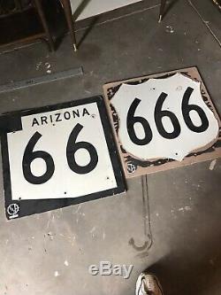 Rare Original Route 66 And Route 666 Signs Arizona Wood Signs From The 50s Set