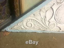 Rare Primitive Pediment From 1850's Buffalo Home In Floral Decoration Greyhound
