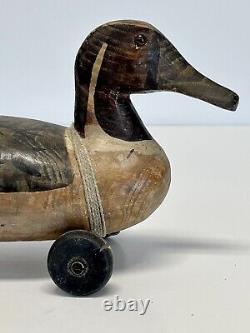 Rare Primitive Pintail Duck Decoy On Wheels Folk Art From Historic GA 1840s Home