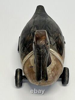 Rare Primitive Pintail Duck Decoy On Wheels Folk Art From Historic GA 1840s Home