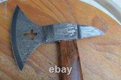 Rare damascus handforged Crusaders batle axe/knif New From The Eagle Collectio
