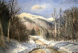 Robert Packer Oil On Board Painting Mt Washington From Thorn Hill Rd NH 1980