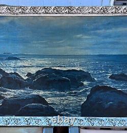 Robert Wood The Silver Sea Lithograph Art Print from Seascape Painting 21x50
