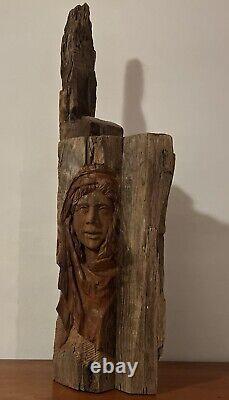 Sculpture Carved From Antique Chestnut Beam