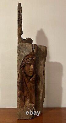 Sculpture Carved From Antique Chestnut Beam