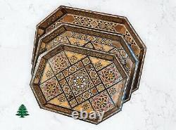 Serving Platter From Lebanon Lebanese Large Octagon Wooden Tray Set Handmade