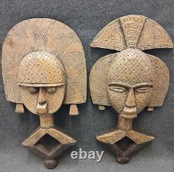 Set Of 18×9African Traditional Authentic Cultural Wood Bakota Mask From Gabon