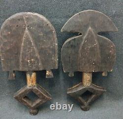 Set Of 18×9African Traditional Authentic Cultural Wood Bakota Mask From Gabon