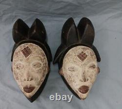 Set Of African Traditional Authentic Cultural Punu Mask From Gabon