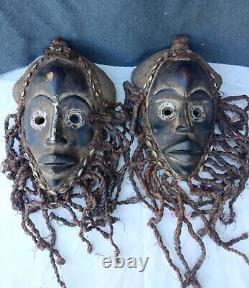 Set Of African Traditional Authentic Wood Cultural Dan Masks, from Côte D Ivoire