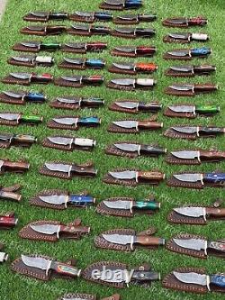 Set of 20 Custom Handmade Damascus Steel 6 Camping & Hunting Knives From USA