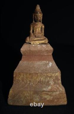 Small Antique Seated Wood Buddha Figure from Thailand / Southeast Asia