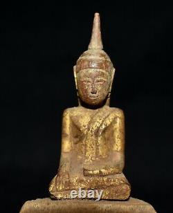 Small Antique Seated Wood Buddha Figure from Thailand / Southeast Asia