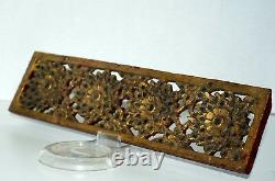 Small Antique Wood Carving from Thailand with Inset Mirrors, Stones