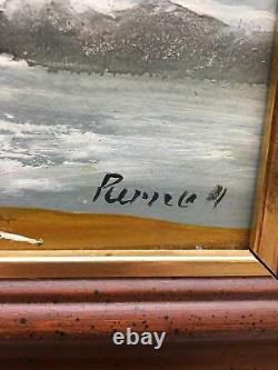 Small Framed Oil Painting Oceanside Signed by Ruppela From Merrill Chase
