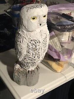 Snowy Owl Life Like Carving By DISABLED AMERICAN VETERAN FROM CHERRY WOOD