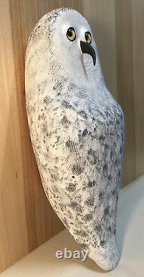 Snowy Owl Wood Carving Made From A Vintage Duck Decoy Body