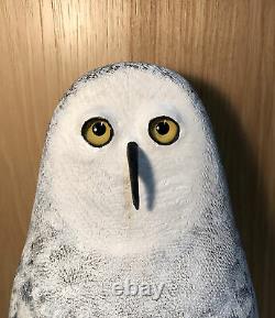 Snowy Owl Wood Carving Made From A Vintage Duck Decoy Body